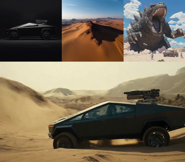 Cybertruck vs Godzilla Epic Battle