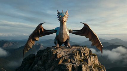 Majestic Dragon Mountain Peak Fantasy
