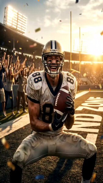 Cinematic NFL Touchdown Sunset Stadium