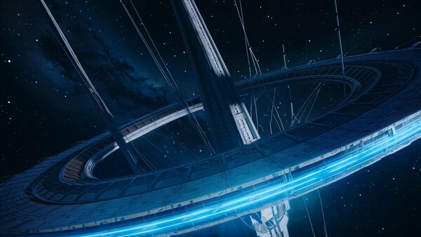 Slow Orbiting Camera Around Ringed Megastructure