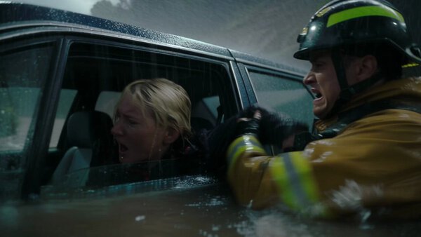 Rescue Worker Flooded Village Landslide