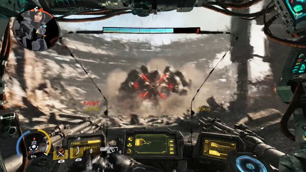 POV Mech Battle in Smoke-Filled Streets