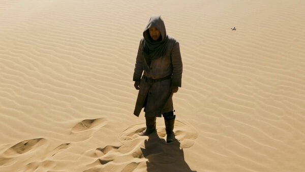 Drone Pull Back Reveal Lone Figure Desert