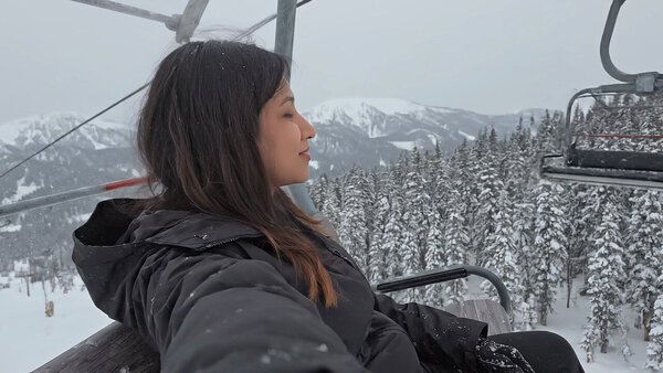Snowy Owl Chairlift Selfie