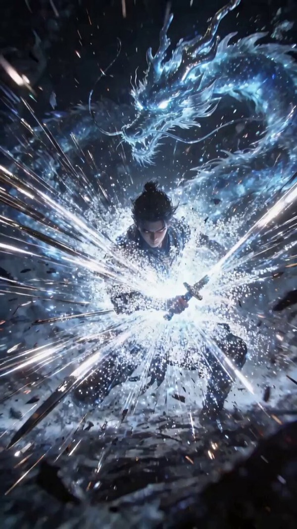 Ancient Swordsman with Ice Dragon