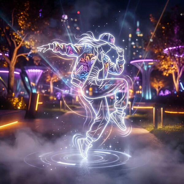 Neon Night City Hip Hop Dancer