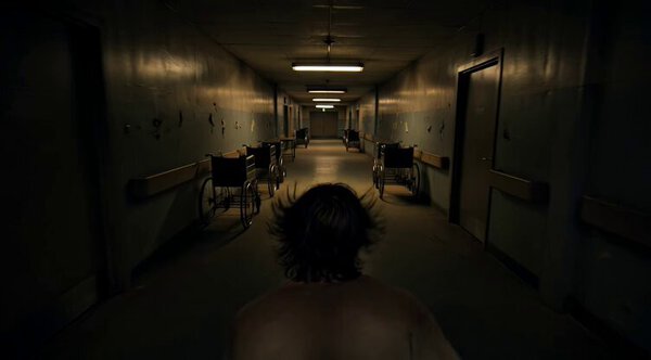 Terrified Protagonist Sprinting Abandoned Hospital