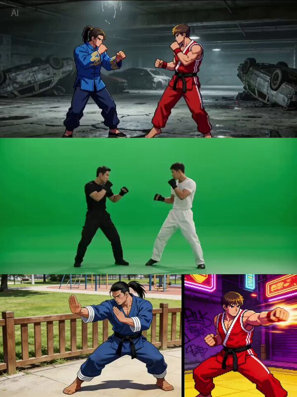 Characters Fight in Abandoned Parking Lot