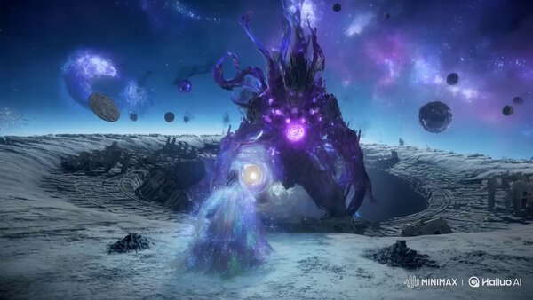 Cosmic Sorceress Fighting Eldrich Titan