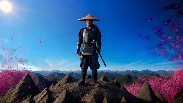 Epic Aerial Shot Lone Samurai