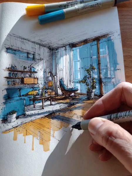 Hand-Drawn Sketch to 3D Interior