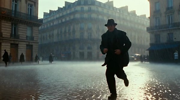 Dynamic Camera Rainy Street Panic