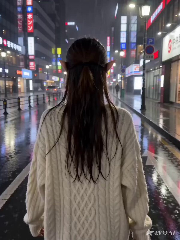 Elf Girlfriend Rainy Night Walk