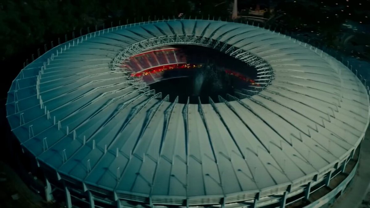 Kaiju Erupts Through Collapsing Stadium