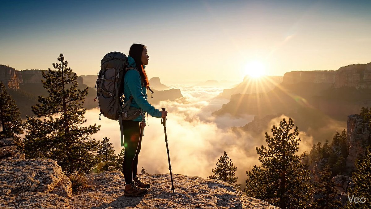 Lone Hiker Sunrise Canyon