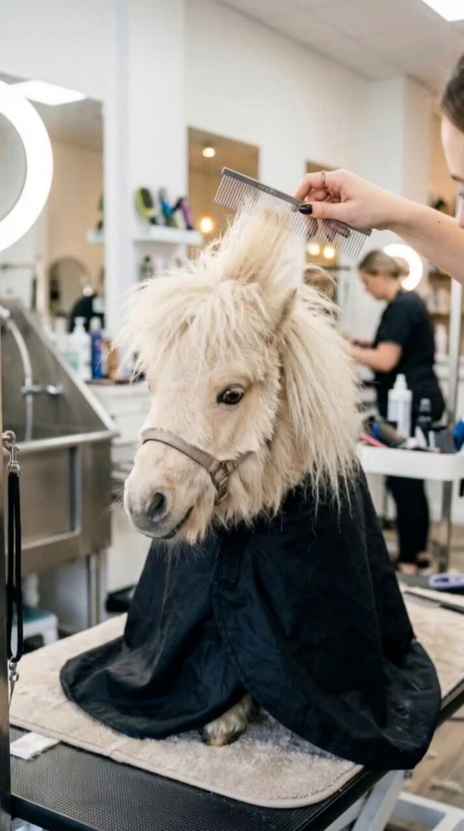 Miniature Horse Salon Haircut
