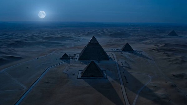 Giza Pyramids Night Aerial