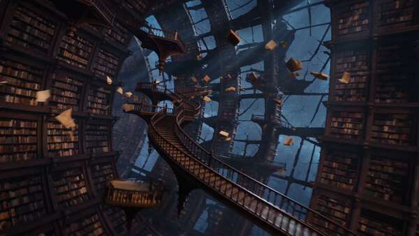 Infinite Library Orbiting Black Hole